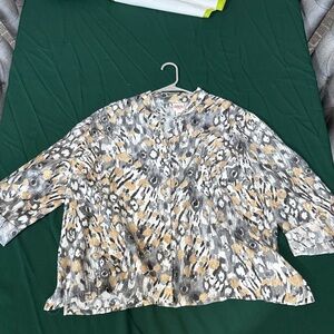 Ruby Rd Favorites Women’s 24W Sheer Mesh Blouse Neutral Animal Print